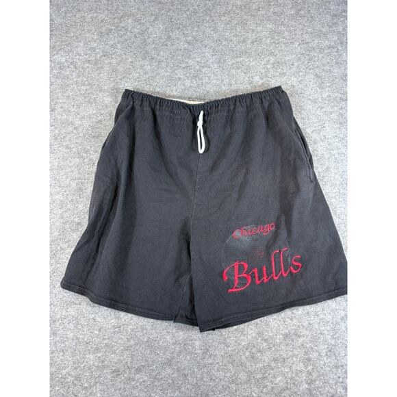 VINTAGE 90s Chicago Bulls NBA Shorts Mens Medium Black Team Rated USA Sporty - Picture 1 of 5